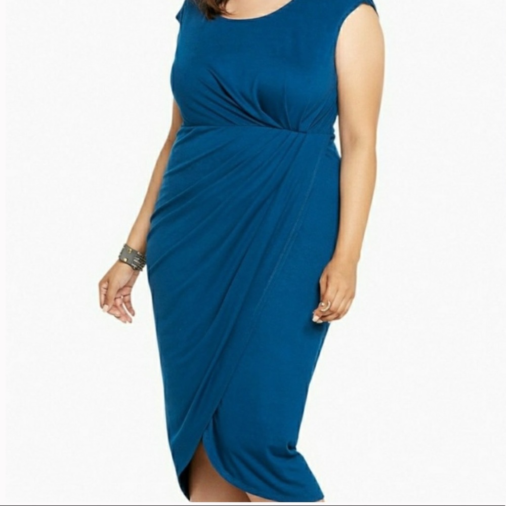 Torrid Blue Ruched Short Sleeve 3xl Casual Maxi Dress